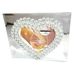 Nanette Lepore Mirrored Heart Picture Frame 4x4 Bejeweled Wedding Gift Love